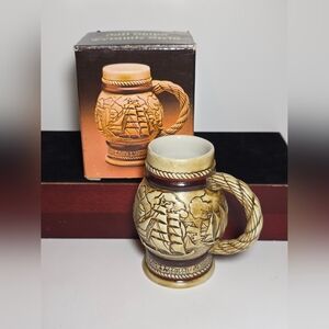 Vintage 1982 Avon Tall Ships Beer Stein Ceramarte Brazil Nautical Sailing Ship
